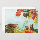 Brown Bears Eating Red Rowan Berries Einladung (Vorne/Hinten)