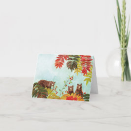 Brown Bears Eating Red Rowan Berries Karte