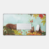 Brown Bears Eating Red Rowan Berries Schreibtischunterlage (Tastatur & Maus)