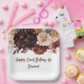 Brown Beige Blume Blumengebäck Party Pappteller (Party)