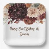 Brown Beige Blume Blumengebäck Party Pappteller (Vorderseite)