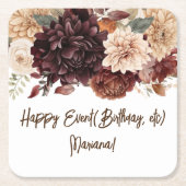 Brown Beige Blume Blumengebäck Party Rechteckiger Pappuntersetzer (Vorderseite)