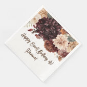 Brown Beige Blume Floral Party Napkins Serviette (Ecke)