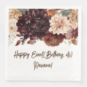 Brown Beige Blume Floral Party Napkins Serviette (Vorderseite)