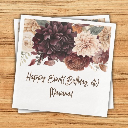 Brown Beige Blume Floral Party Napkins Serviette