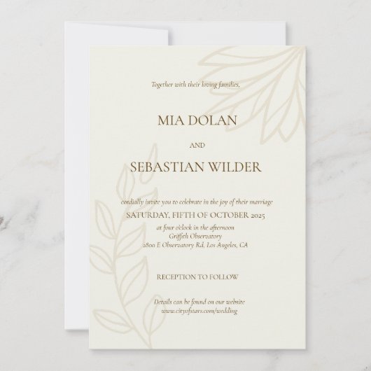 Brown Beige Boho Minimalistisch Hochzeit Einladung (Vorderseite)