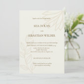 Brown Beige Boho Minimalistisch Hochzeit Einladung (Stehend Vorderseite)