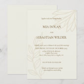 Brown Beige Boho Minimalistisch Hochzeit Einladung (Vorne/Hinten)