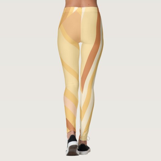Brown Beige Diagonal Striped Leggings (Rückseite)