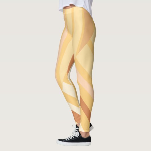 Brown Beige Diagonal Striped Leggings (Links)