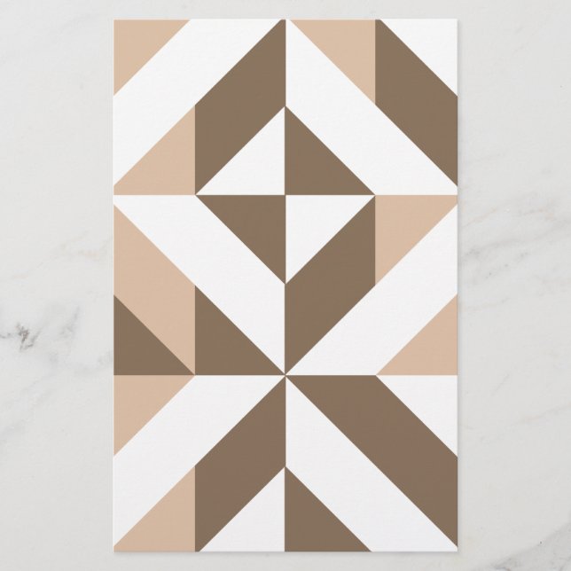 Brown Beige Geometric Cube Pattern (Vorderseite)