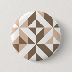 Brown Beige Geometric Cube Pattern Button