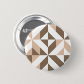 Brown Beige Geometric Cube Pattern Button (Vorne & Hinten)