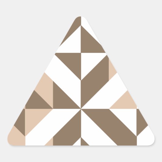 Brown Beige Geometric Cube Pattern Dreieckiger Aufkleber (Vorderseite)
