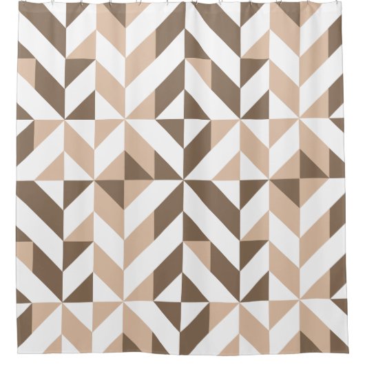 Brown Beige Geometric Cube Pattern Duschvorhang (Vorderseite)