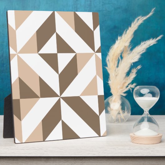 Brown Beige Geometric Cube Pattern Fotoplatte (Seite)