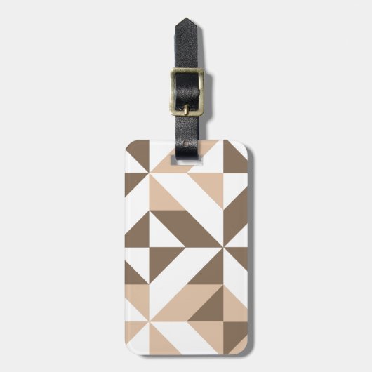 Brown Beige Geometric Cube Pattern Gepäckanhänger (Vorderseite vertikal)