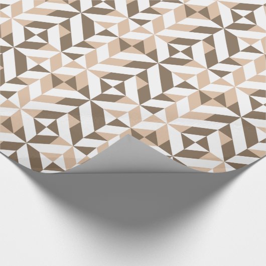 Brown Beige Geometric Cube Pattern Geschenkpapier (Ecke)