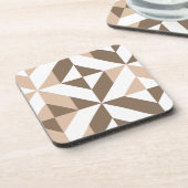 Brown Beige Geometric Cube Pattern Getränkeuntersetzer (Linke Seite)