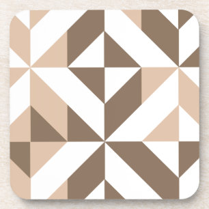Brown Beige Geometric Cube Pattern Getränkeuntersetzer