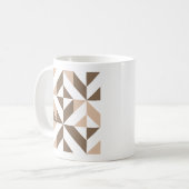 Brown Beige Geometric Cube Pattern Kaffeetasse (Vorderseite Links)