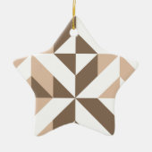 Brown Beige Geometric Cube Pattern Keramikornament (Vorne)