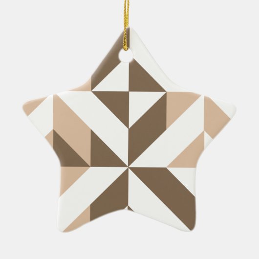 Brown Beige Geometric Cube Pattern Keramikornament (Vorne)
