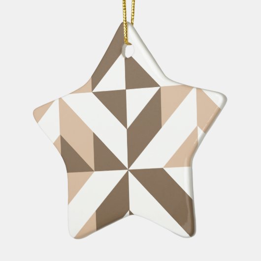 Brown Beige Geometric Cube Pattern Keramikornament (Links)