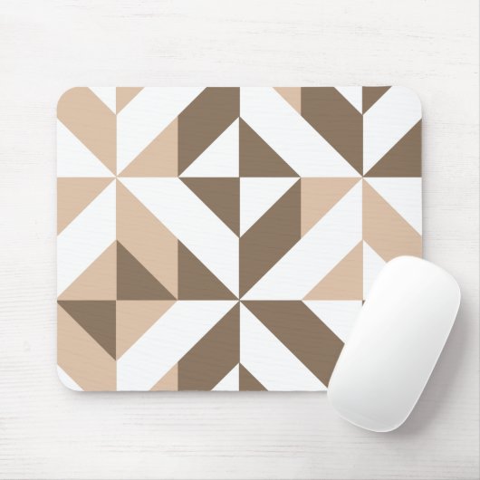 Brown Beige Geometric Cube Pattern Mousepad (Mit Mouse)