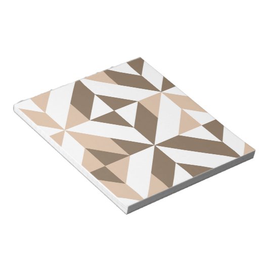Brown Beige Geometric Cube Pattern Notizblock (angewinkelt)