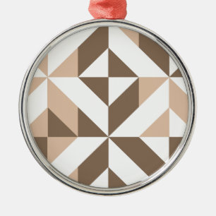 Brown Beige Geometric Cube Pattern Ornament Aus Metall