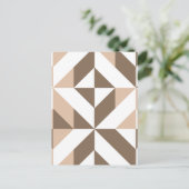 Brown Beige Geometric Cube Pattern Postkarte (Stehend Vorderseite)