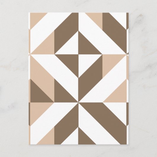 Brown Beige Geometric Cube Pattern Postkarte (Vorderseite)