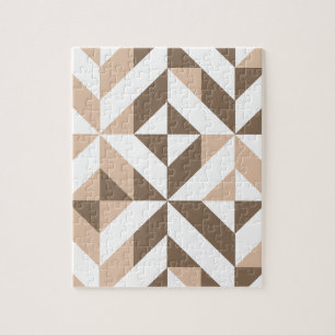 Brown Beige Geometric Cube Pattern Puzzle