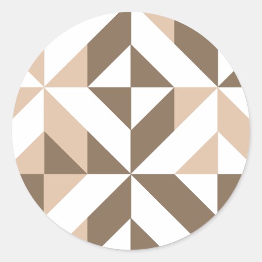 Brown Beige Geometric Cube Pattern Runder Aufkleber (Vorderseite)