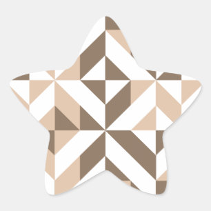 Brown Beige Geometric Cube Pattern Stern-Aufkleber