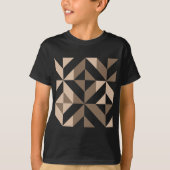 Brown Beige Geometric Cube Pattern T-Shirt (Vorderseite)