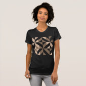Brown Beige Geometric Cube Pattern T-Shirt (Vorne ganz)