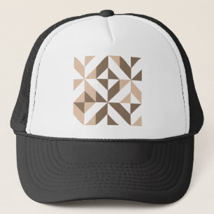 Brown Beige Geometric Cube Pattern Truckerkappe