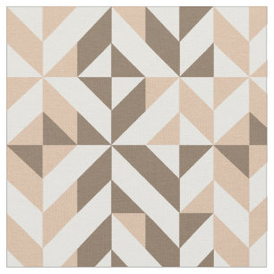 Brown Beige Geometric Deko Cube Pattern Stoff