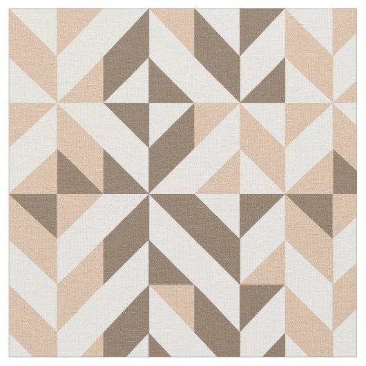Brown Beige Geometric Deko Cube Pattern Stoff (Nahaufnahme)