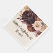 Brown Beige Ivory Floral Party Napkins Serviette (Ecke)