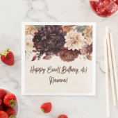 Brown Beige Ivory Floral Party Napkins Serviette (Beispiel)