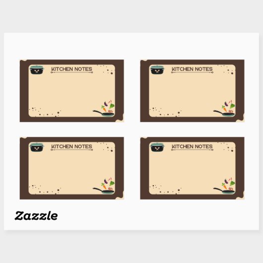 Brown Beige Kitchen Notes Cartoon Zeichnungen Rechteckiger Aufkleber (Blatt)