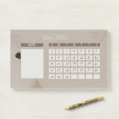 Brown Beige Minimalistischer Monatskalender Post-it Klebezettel (Auf Schreibtisch)