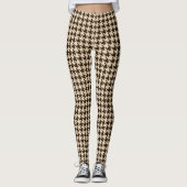 Brown Beige Pied De Poule Houndstooth Leggings (Vorderseite)