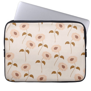 Brown Beige Retro Y2K Hippie Sonnenblumenmuster Laptopschutzhülle