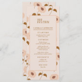 Brown Beige Retro Y2K Hippie Sonnenblumenmuster Menükarte (Vorne/Hinten)