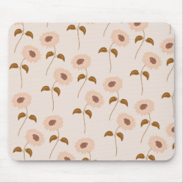 Brown Beige Retro Y2K Hippie Sonnenblumenmuster Mousepad