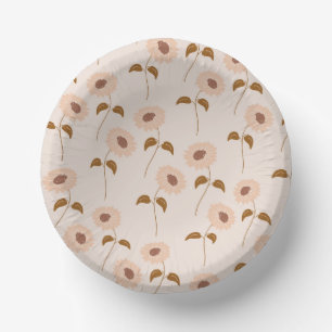 Brown Beige Retro Y2K Hippie Sonnenblumenmuster Pappteller